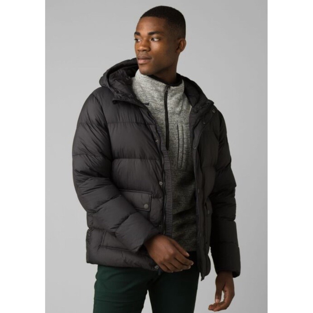 Prana Whitney Men Portal Duck Down Jacket Charcoal Hood Puffer Packable XXL $450